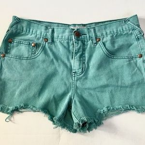 Free People Turquoise Denim Shorts